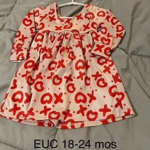 Playful Red Patterned Kids Dress